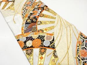 片輪車に蝶・菊・枝垂れ桜模様織り出し袋帯